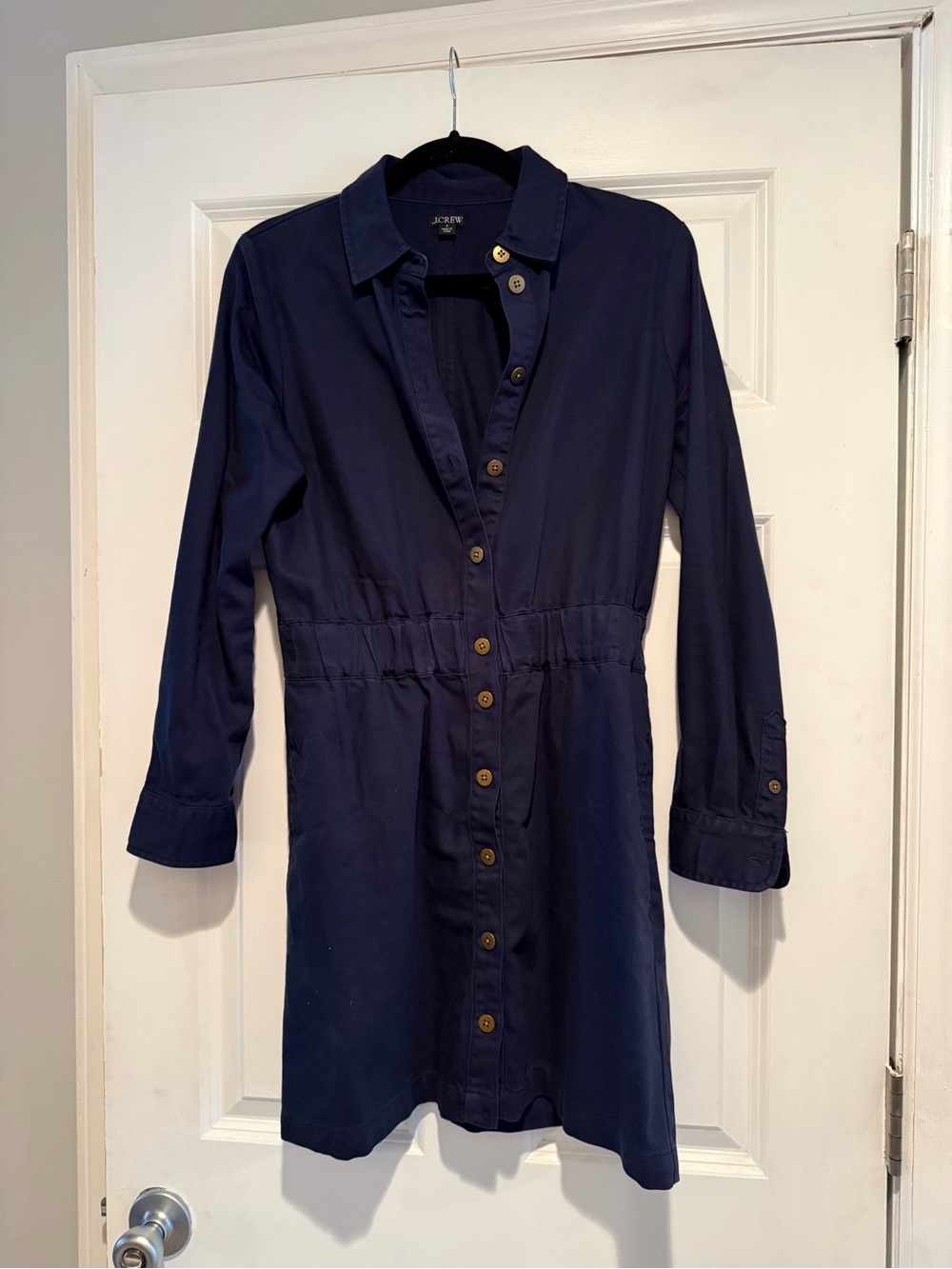 JCREW Navy Button-Front Shirt Dress